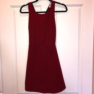 Hollister Stretchy Red Black Patterned Midi Dress Cross Back